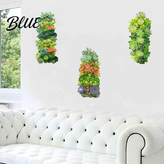 Removable Floral Wall Art 3Pcs 3D Succulents Stickers Vertical Plant Landscape Decals Waterproof PVC Mural Creative Soft Decoration Gifts Peel And