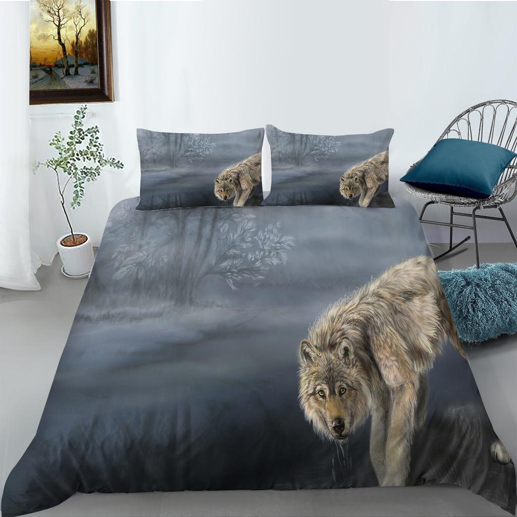 Animal Series Bedding Two Or Three-Piece Set Polyester Wolf 3D Digital Printing