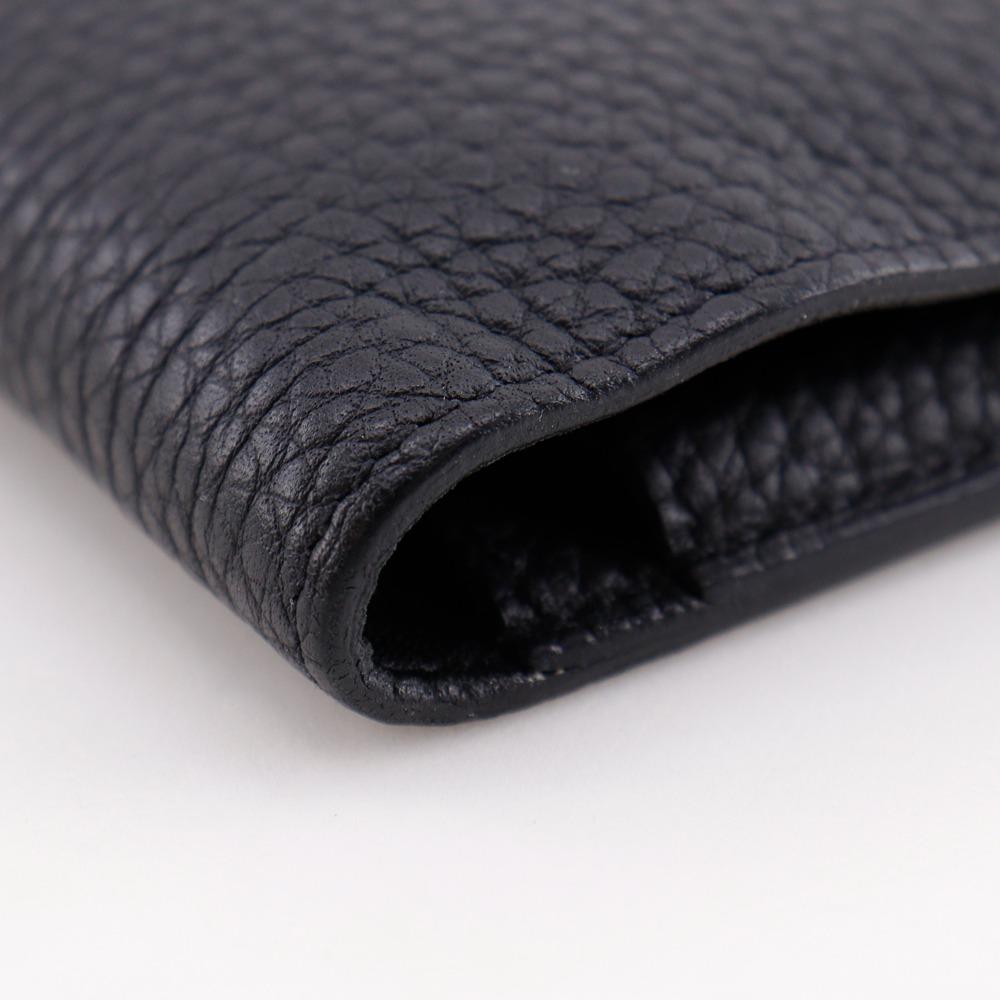 HERMES Dogon Duo Purse black Togo unisex Used