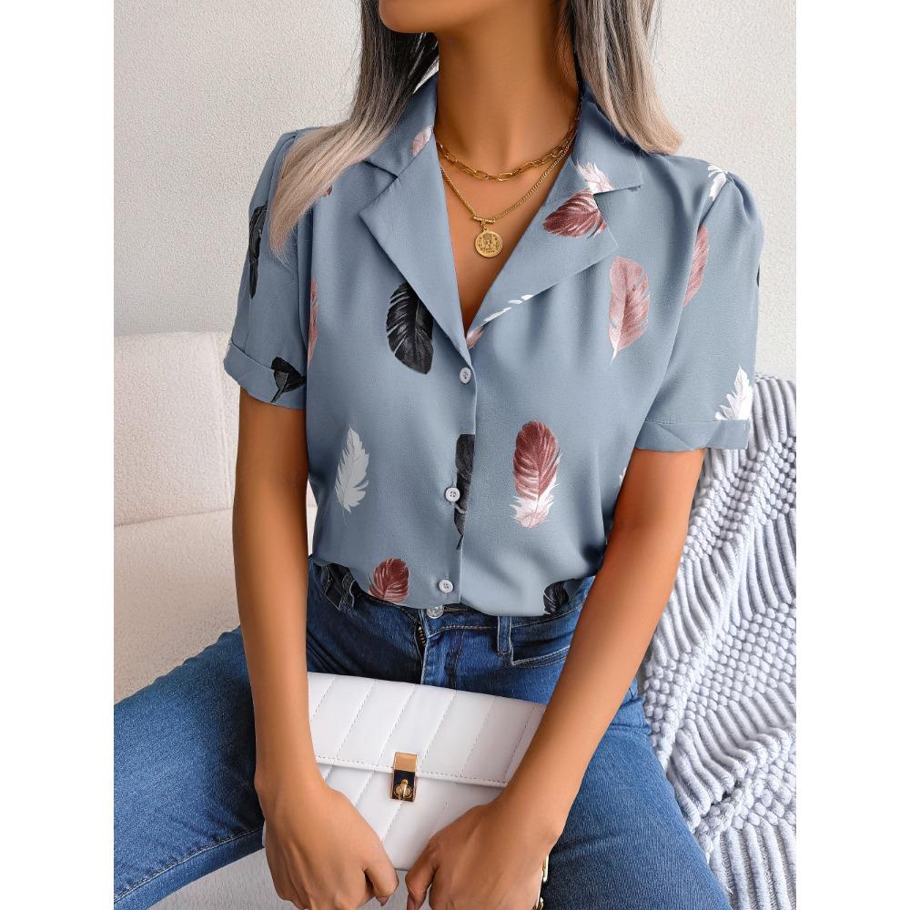 

Весенне-летний темпераментный костюм с воротником из перьев и короткими рукавами XL синий