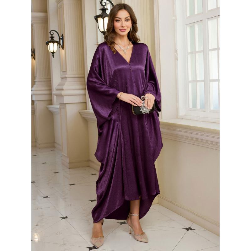 

Женская мода весна осень однотонный принт с длинным рукавом с v-образным вырезом свободная талия повседневные платья Size: One Size