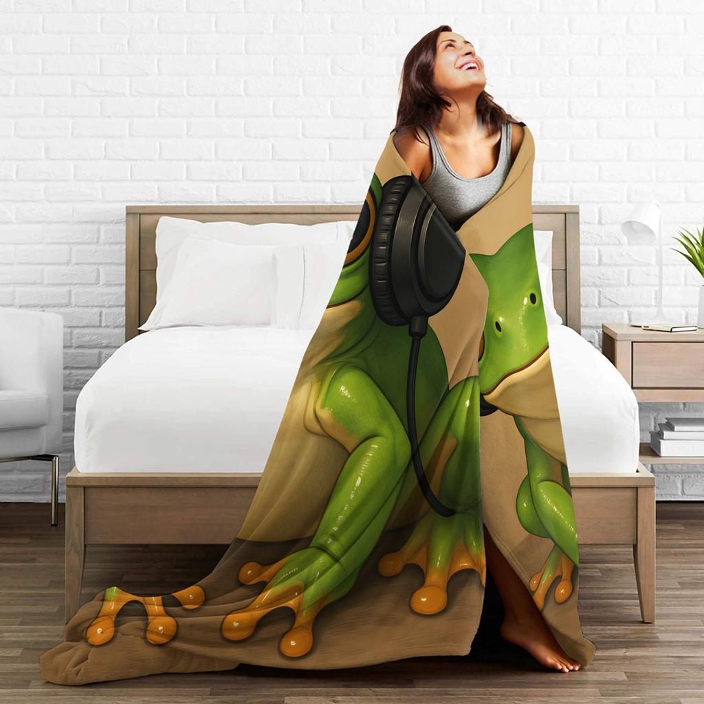 Gentleman Frog Blankets Super Warm Funny Plush Throw Blanket For Girls Boys Home Decor Flannel Bedspread Bed Cover