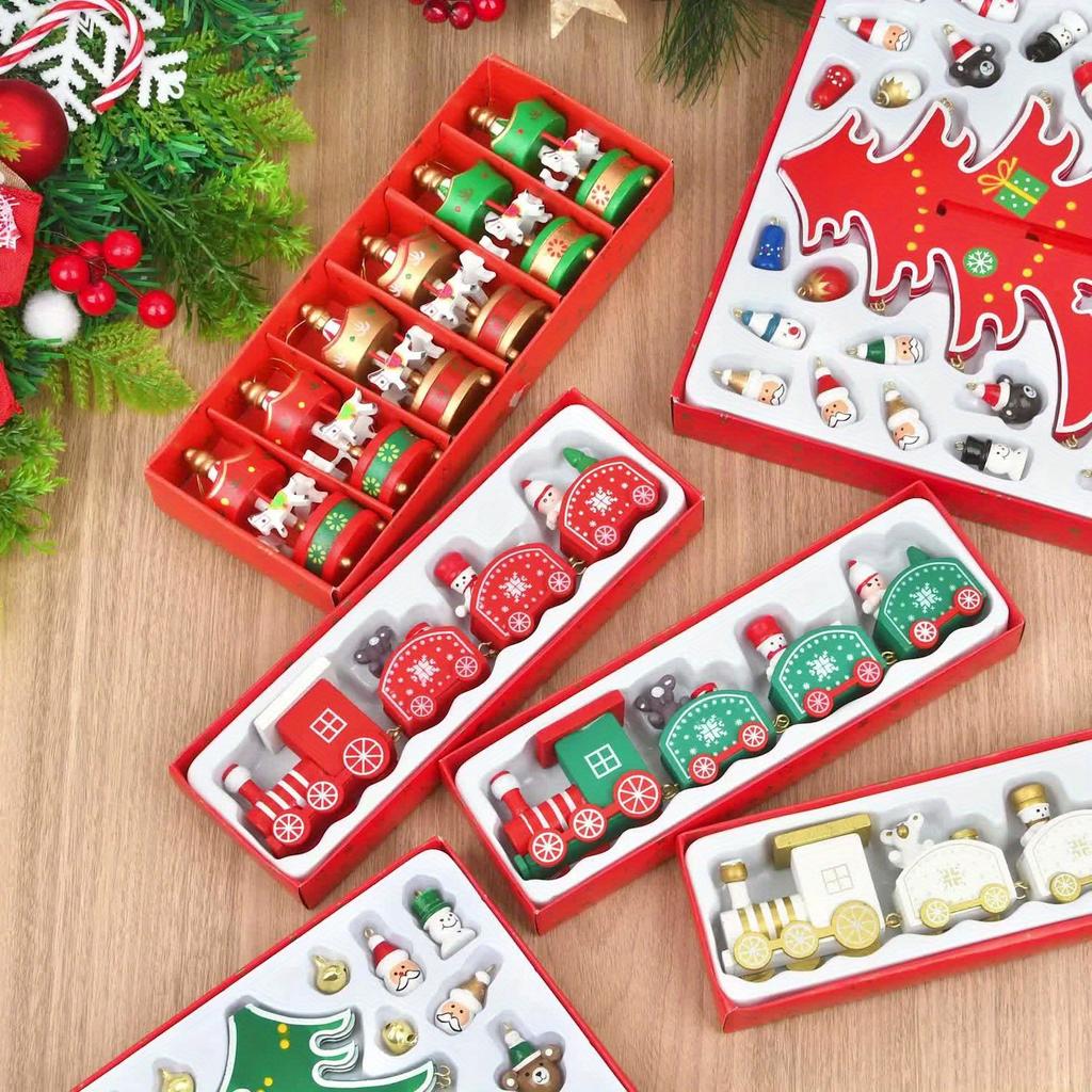 6pcs Festive Christmas Wooden Rotating Carousel Ornaments  Classic Fairy Tale Style, Perfect for Christmas Tree Decoration, Christmas Decorations