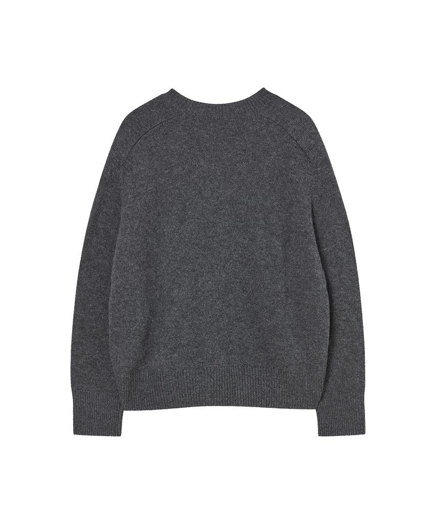 JE NE SAIS QUOI Loose Fit Crew Neck Cashmere Knit_ Charcoal