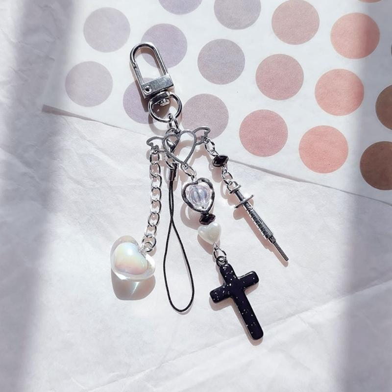 Cross Bowknot Angel Wing Pendant Phone Strap Portable Hanging Lanyard for Girls