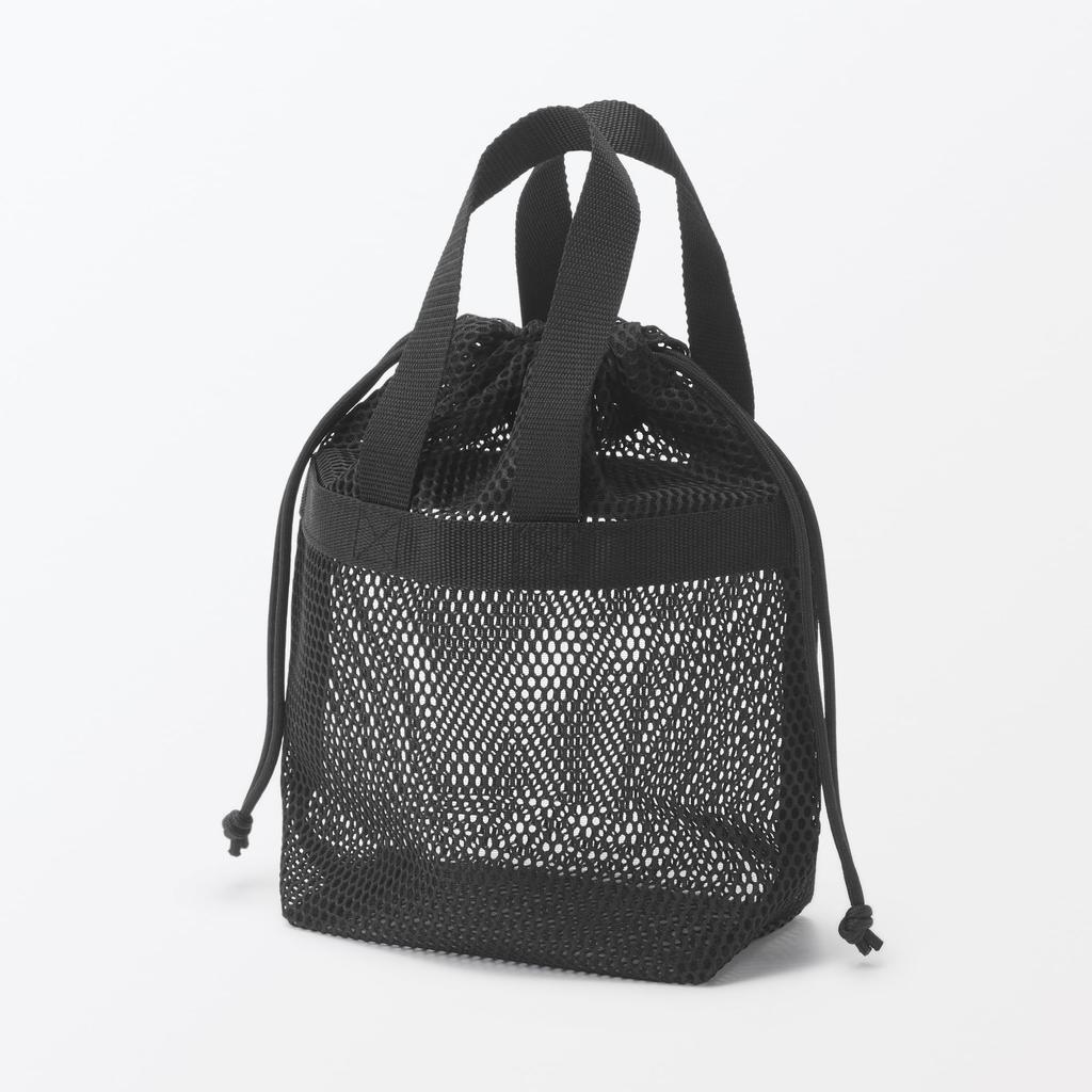 MUJI 3D Mesh Handled Drawstring Bag S 84920738 Black 23×8×23cm