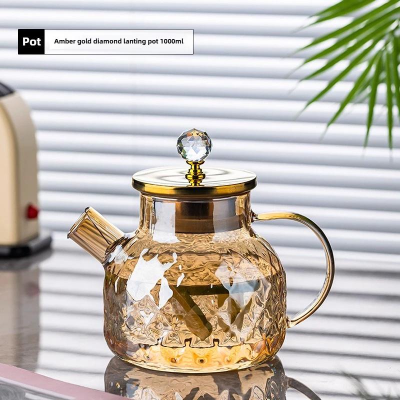 Amber BorosilicateGlassWaterPitcher -LargeCapacity Heat-ResistantJug for Tea/Cold Brew Shatterproof & Durable Kitchen Essentials