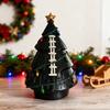 Sports Ball Inspired Christmas Tree Figurine Handcrafted Faux Leather Tree Shaped Tabletop Decoration with Golden Star Topper for Holiday Home Decor