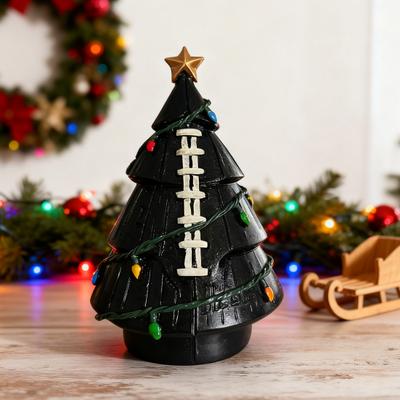 Yousheng Sportball-inspirierte Weihnachtsbaumfigur Handgefertigte Kunstleder-Baumförmige Tischdekoration mit goldenem Stern als Spitze für die Feiertage