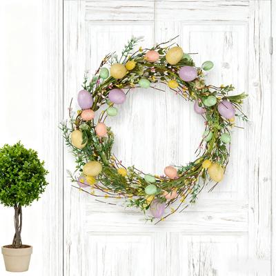 Festival Garland Colorful Easter Egg Wreath Colorful Vine Decoration Decorative Holiday Hanging Ornament For Wedding Decor Door