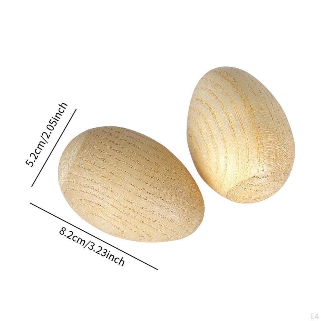 2 Pcs Wooden Egg Shaker Hand Instrument Compact Musical Toy Grinded