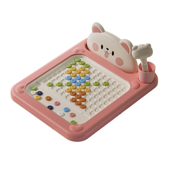 

Magnetic Stroke Drawing Board Bear Design Interactive Bead Pen Game Pattern Sketching Board Portable Travel Art Kit Small розовый