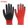 12 Pairs Anti-Skid Work Gloves Crinkled Coating High Grip Gloves  Industrial Use