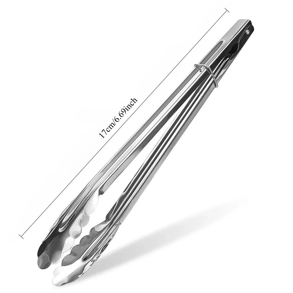 

5/1PC Stainless Steel BBQ Tongs - Non-Slip Long Handle for Grilling/Baking/Salad/Ice Cubes, Dishwasher Safe Kitchen Tools