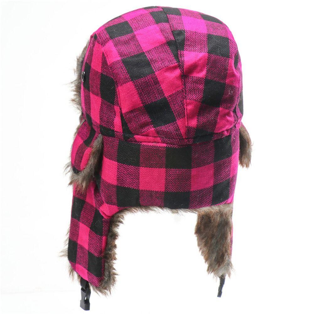 Russian Pilot Caps Trapper Fur Plaid Ear Muff Hats Korean Beanies Hats Men Hats Earflap Caps