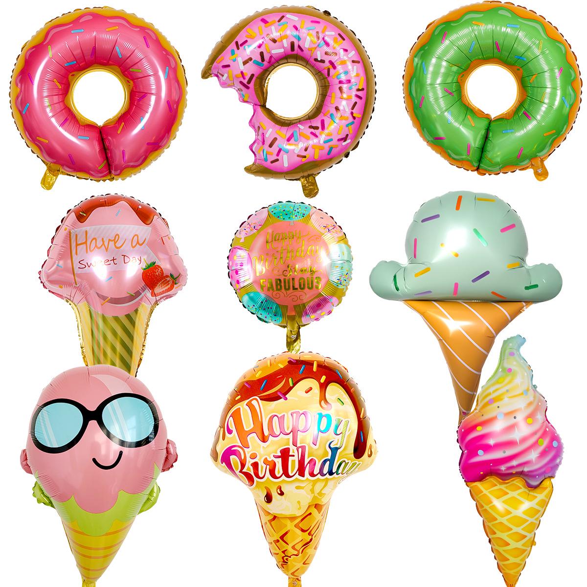 

Разноцветный воздушный шар в виде мороженого-пончика для детского дня рождения