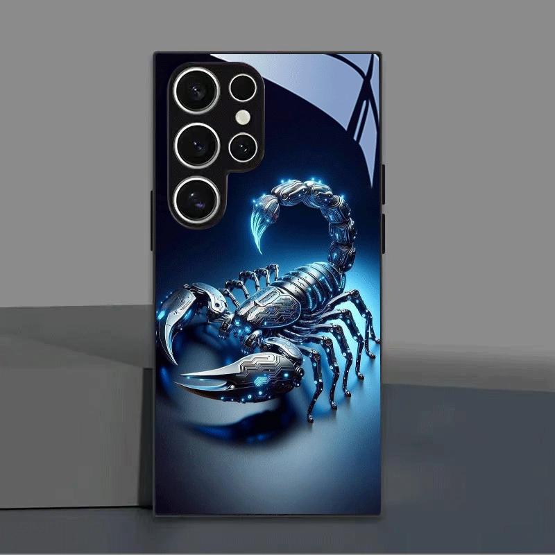 Mechanical Scorpion Pattern Glass Phone Case Suitable for Samsung Galaxy S26 S25 S24 S23 S22 S20 FE Ultra Plus5G Anti Drop