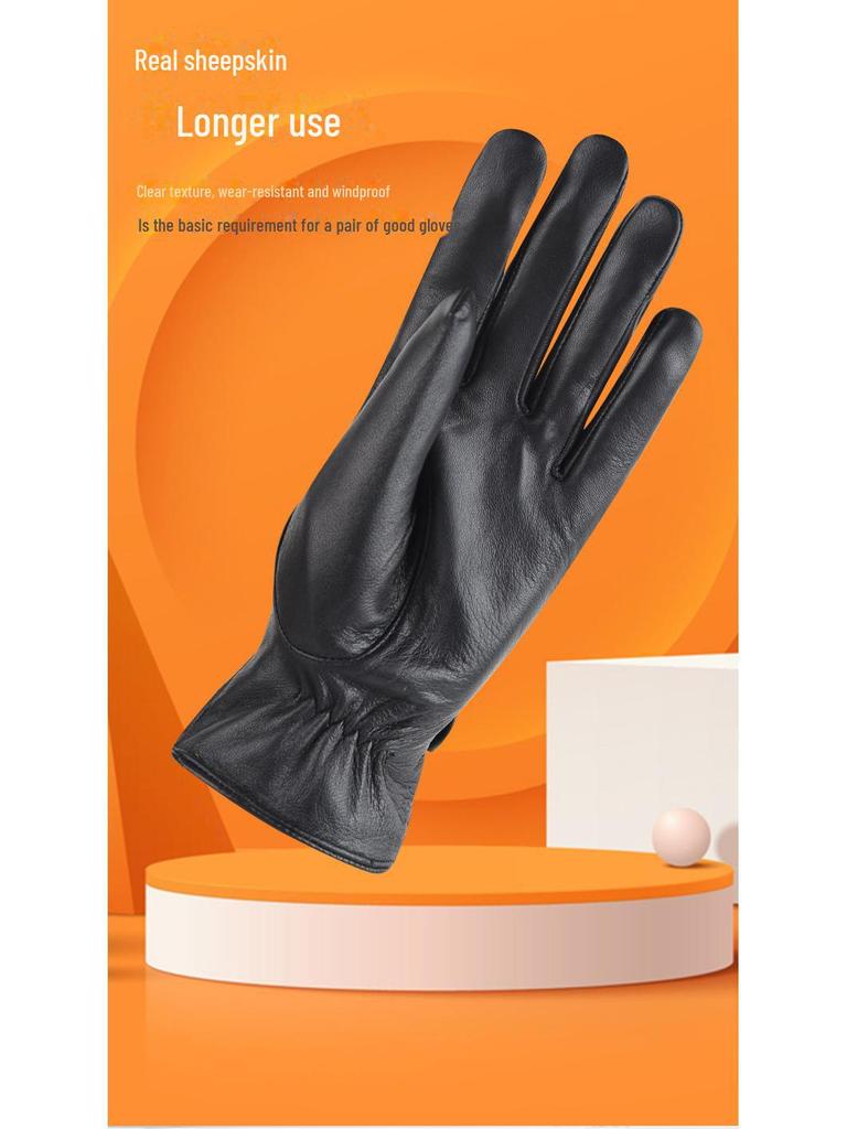 Women's Sheepskin Touch Screen Leather Gloves with Velvet – Perfect Gift