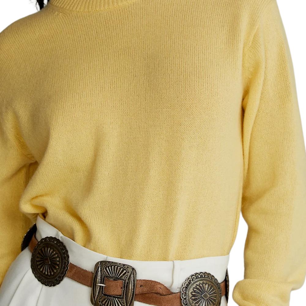 Polo Ralph Lauren Loose Fit Ribbed Crew Neck Sweater Women sweater Yellow WMPOSWENC020144-700