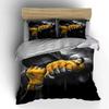 Boxing Action Yellow Wraps Bedding Duvet Cover Set  (1*Duvet Cover 2*Pillowcases, Without Duvet Insert)