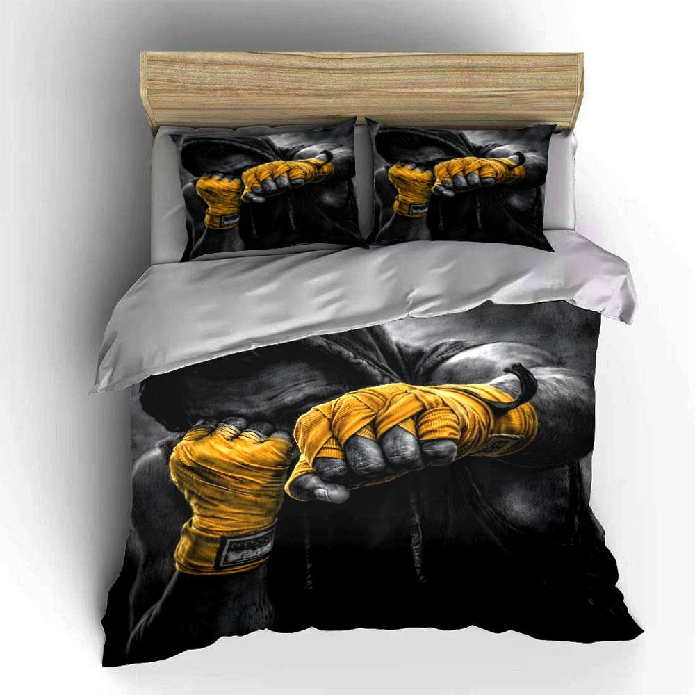 Boxing Action Yellow Wraps Bedding Duvet Cover Set (1*Duvet Cover 2*Pillowcases, Without Duvet Insert)