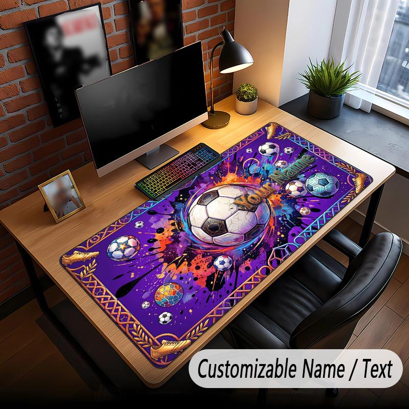 Soccer Theme Custom Mouse Pad Personalized With Name Text Customized Desk Mat For Office Home Decor
