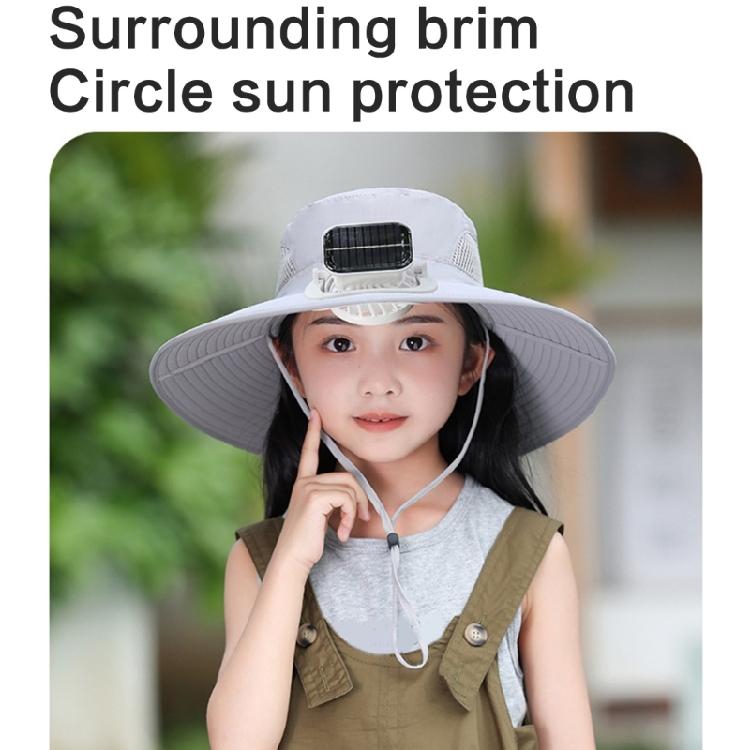 Adjustable Solar Powered Fishing Hat for Child Cooling Fan Hat Hiking Camping Large Brims Sun Caps Outdoor Trekking Caps