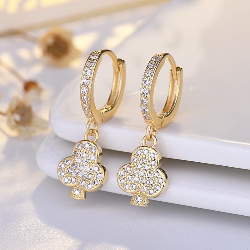 Heart-shaped Ear Buckle Female Small Fresh Earrings Earrings Temperament Diamond Flowers Earrings Jewelry