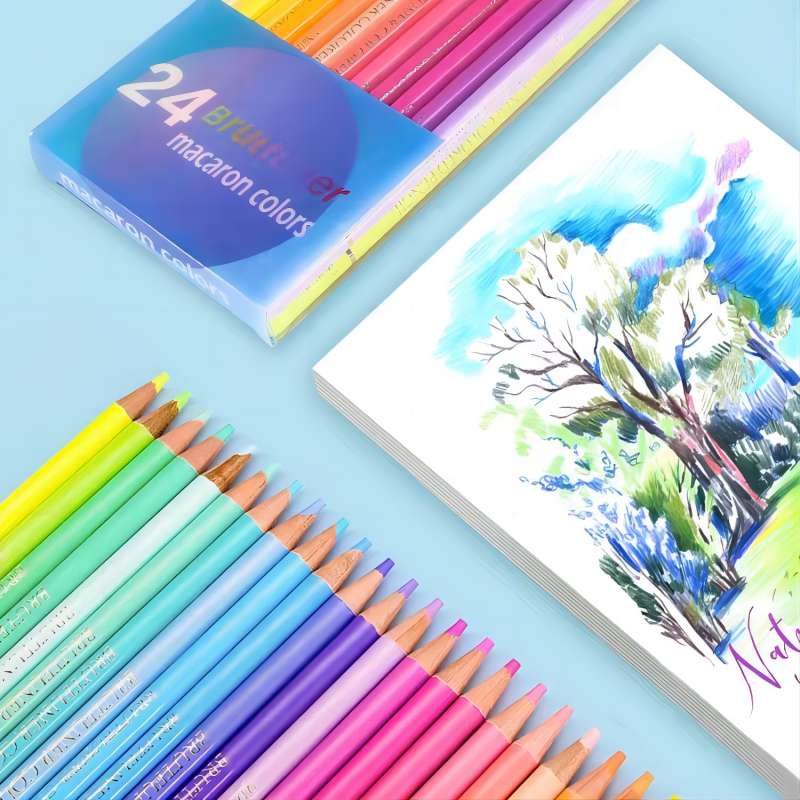 Ensemble de 12/24 crayons de couleur en bois pour croquis, peinture, pour étudiants, artistes, dessin, fournitures d'art