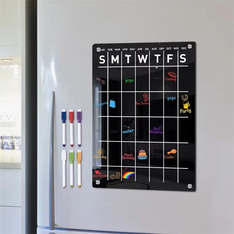 Magnetic Transparent Display Board Message Board Acrylic Weekly and Monthly Plan Board Reusable, Home Business Office Supplies
