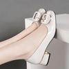 Shallow mouth medium heel single shoes women's 2025 spring new high-end women's shoes soft sole thick heel versatile casual patent leather shoes women
