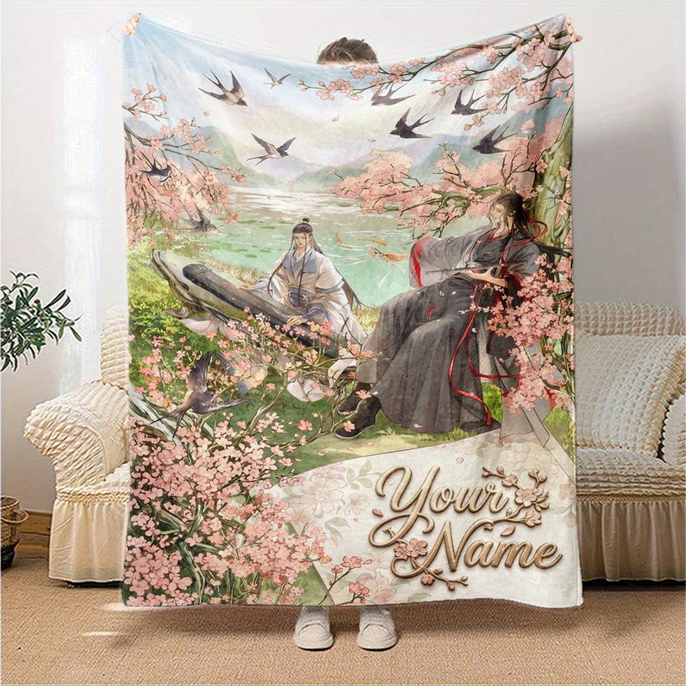Name Custom Mo Dao Zu Shi Print Flannel Blanket High Quality Warm Comfortable Cover for All Seasons Perfect for Gifts Home Decor