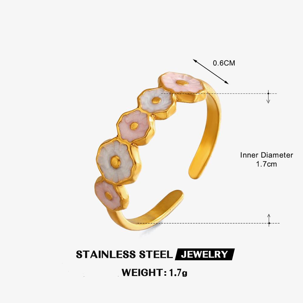 316L Edelstahl Emaillierter Blumenblattring für Damen Farbige Tropfglasur Serie Wasserfeste Ringe Luxuriöser Schmuck Geschenk