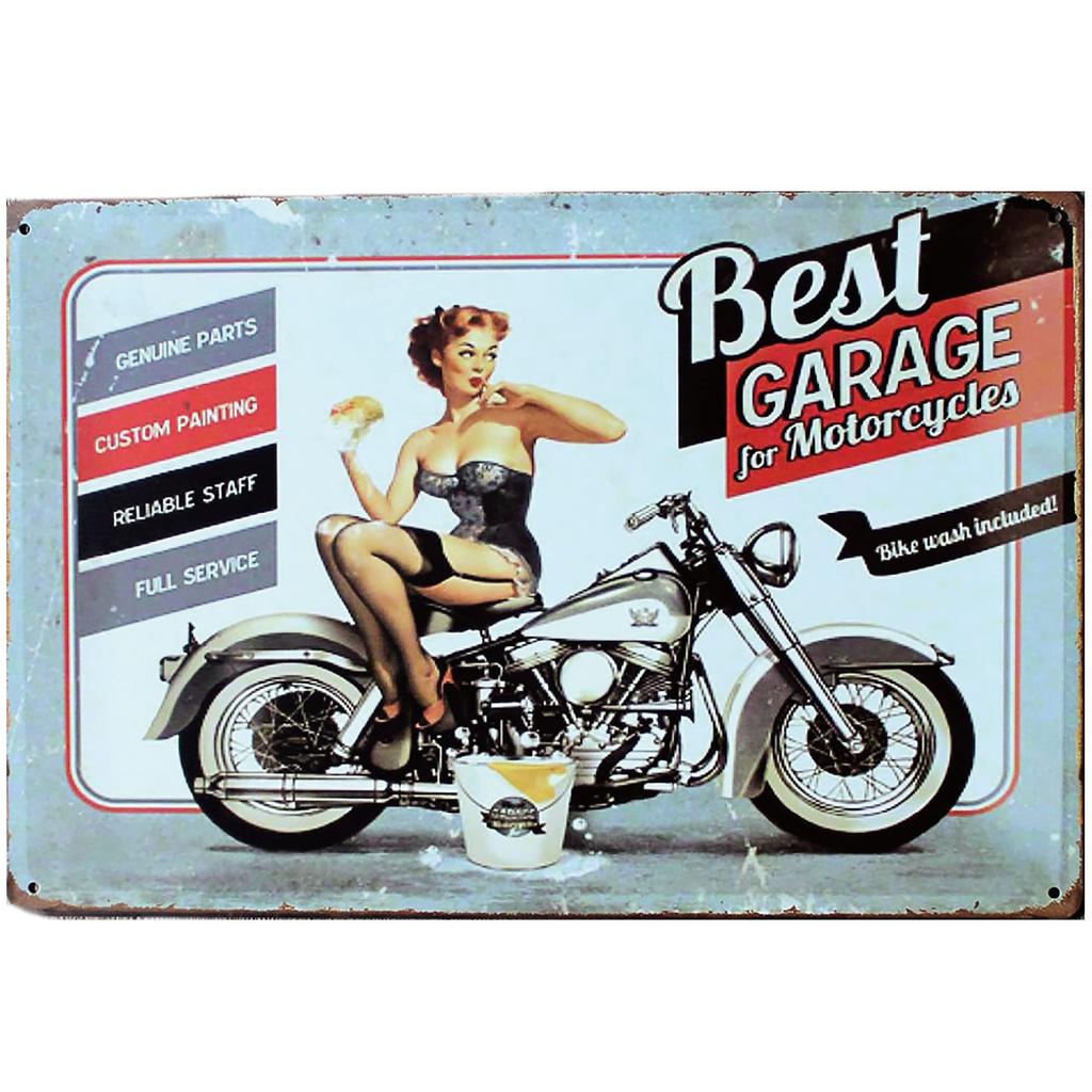 Lanx. Tin Sign Motorcycle 5-Piece Set Metal Plate American Vintage Style Wall Decoration Retro Goods Metal Goods Wall Decoration Antique (Motorcycle)