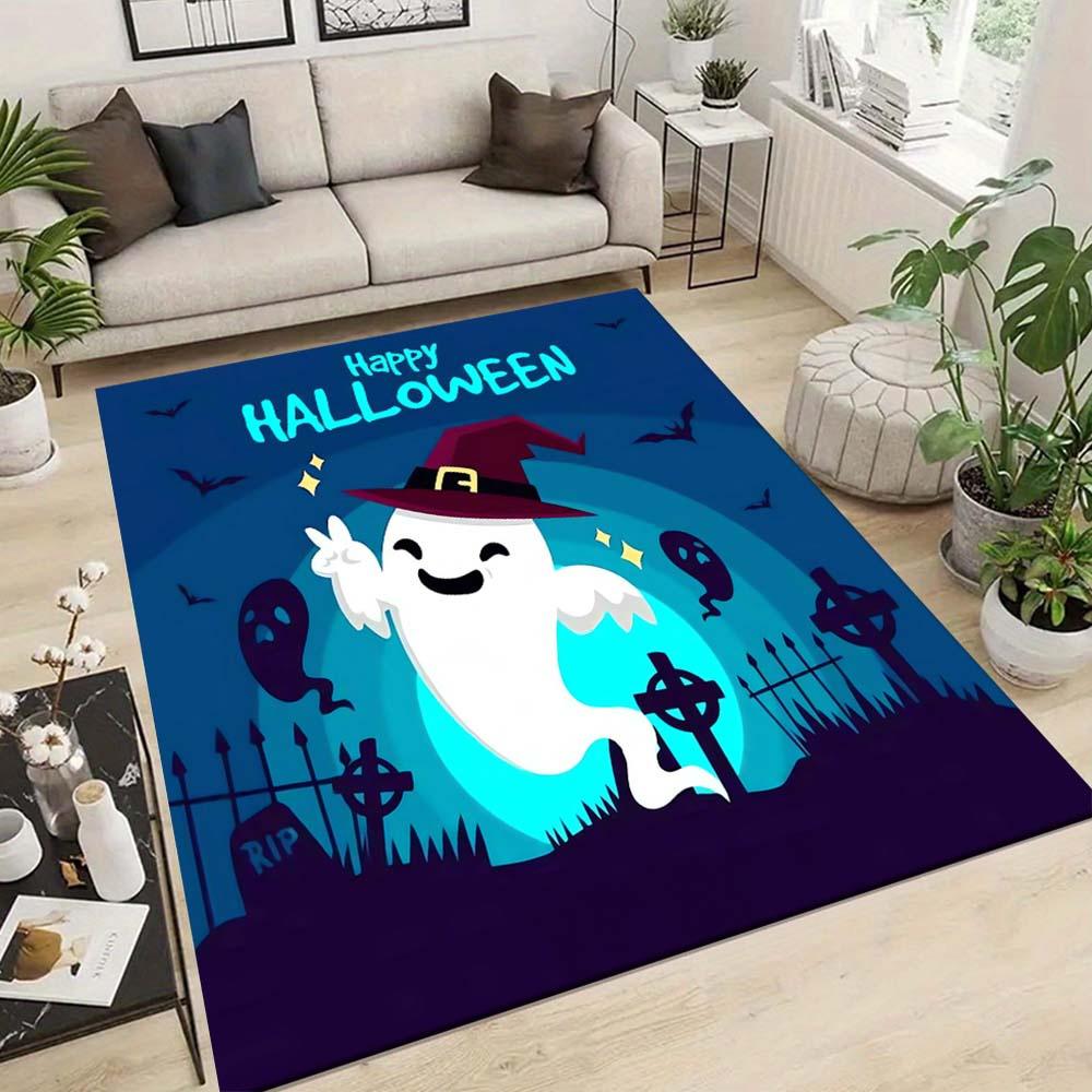 1pc Happy Halloween Area Rug, Slip-Resistant, Easy-Clean, Stain-Resistant, Perfect for Cozy Living Rooms, Bedrooms, Kitchens, Offices, and H