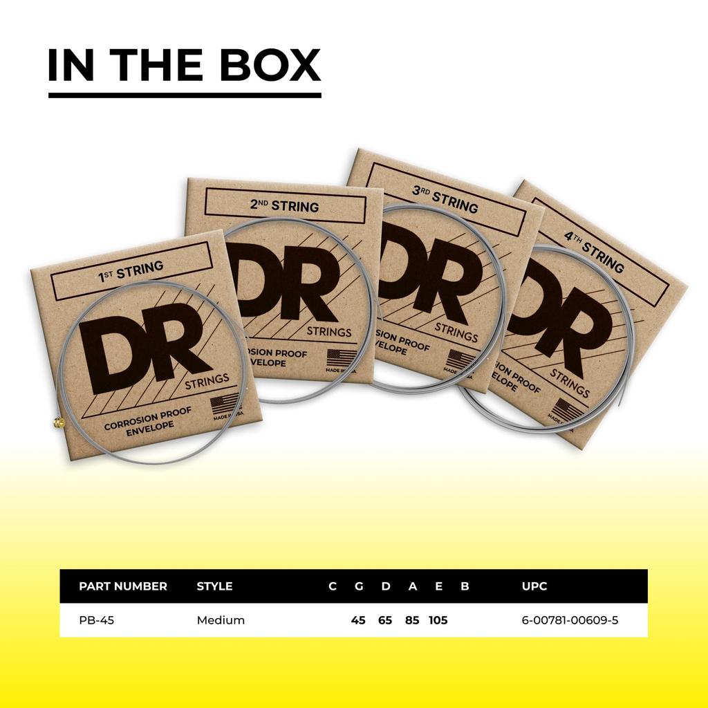 DR Strings Pure Blues Quantum Nickel Bass Strings, .045-.105, PB-45 [Official Japanese Product]