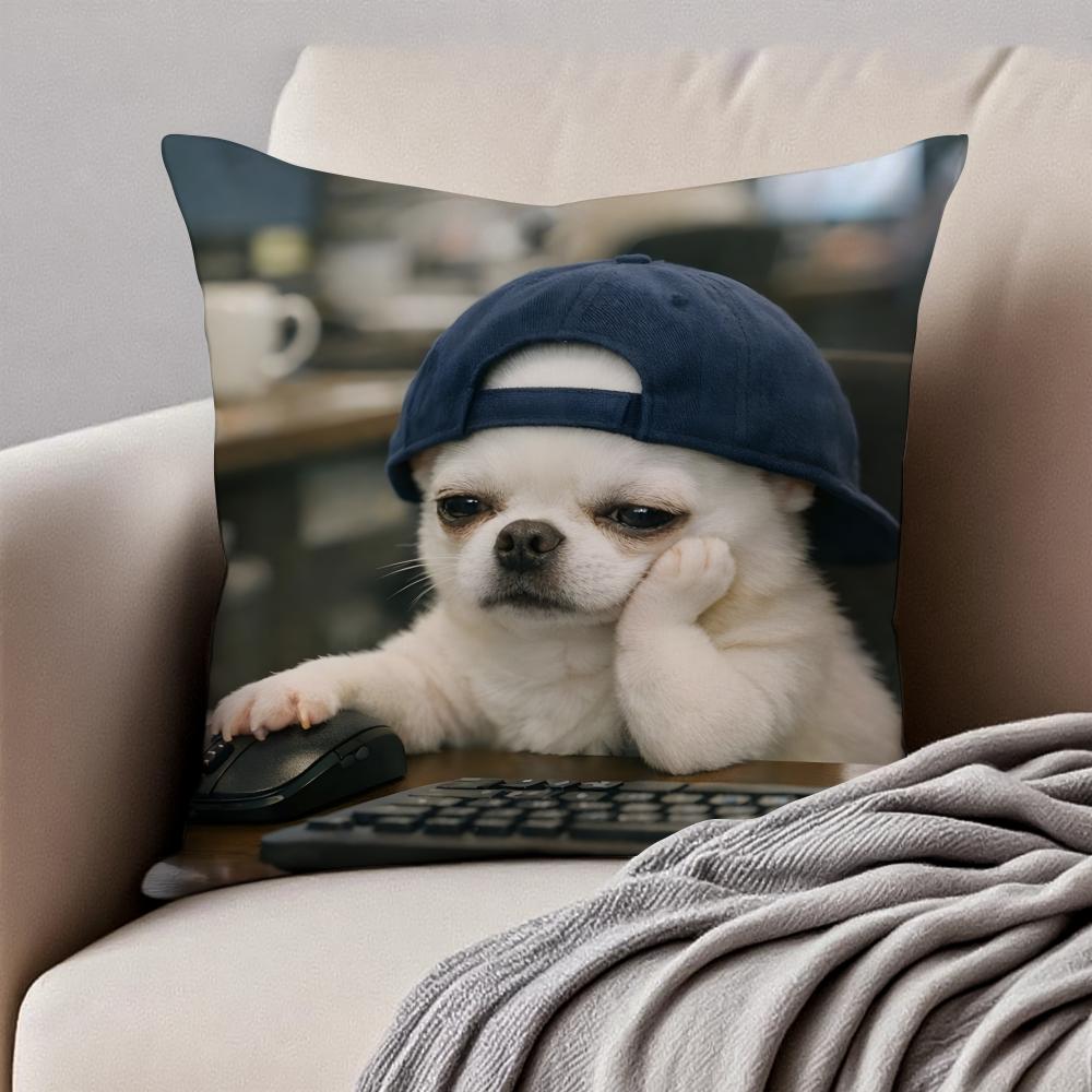 Interesting Animals Funny Cushion Cover Pillowcase Antidustmite Invisible Zipper Short Plush Sofa Cushion