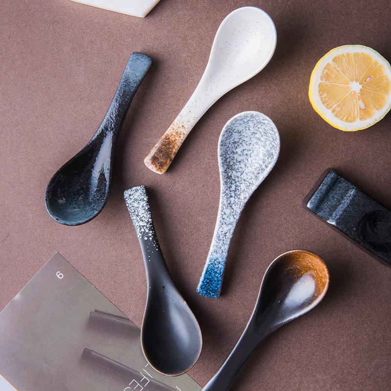 Ceramic Japanese Soup & Rice Spoon - Cute, Creative Teaspoon for Tableware and Cooking.