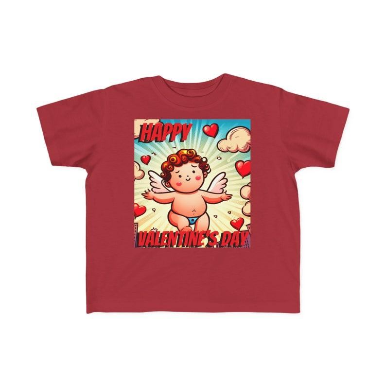 Toddler s Tee Cupid Happy Valentine s Day hearts cartoon pop art 100