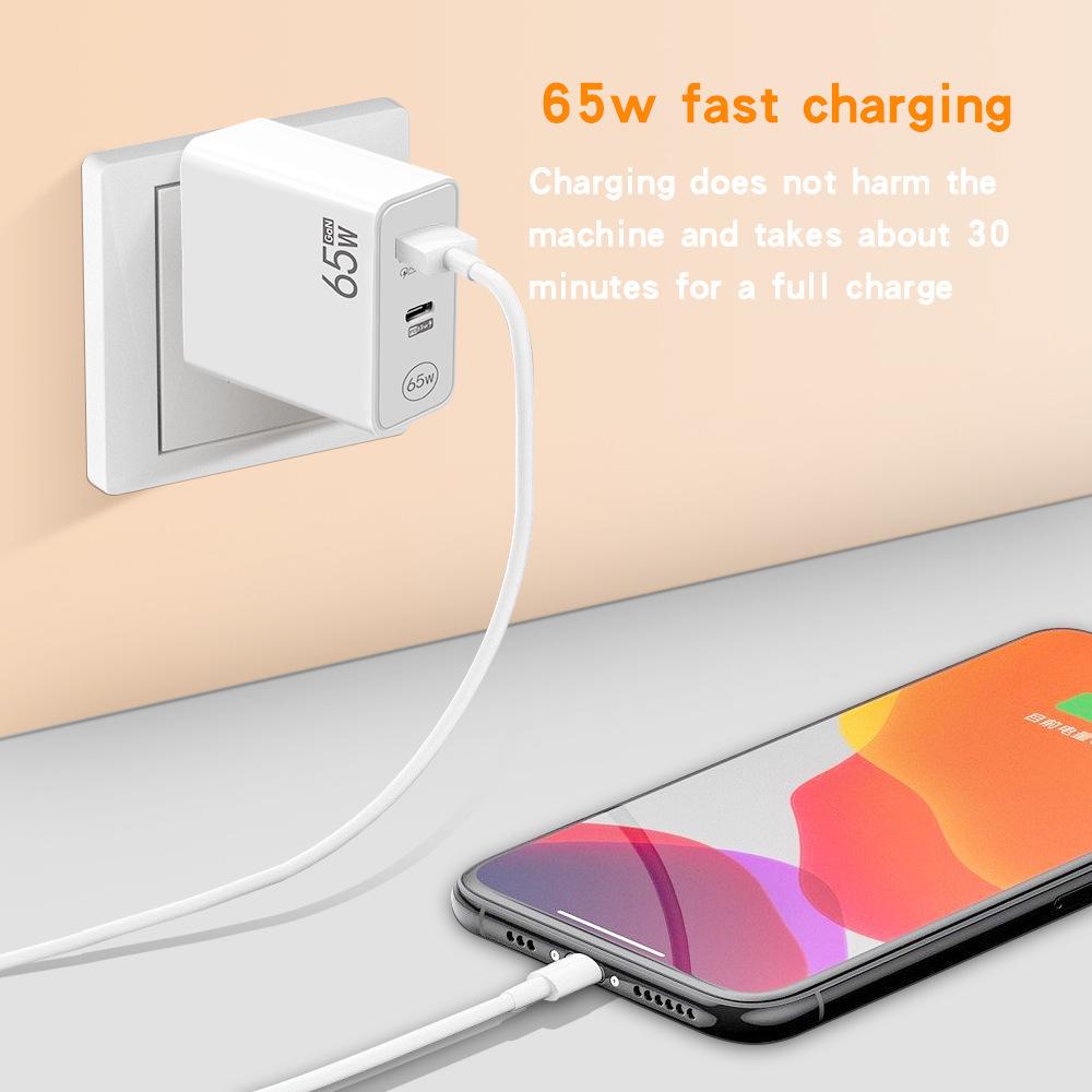 65W GaN Charger: PD Fast Charge, QC3.0 Universal for Phones and Laptops