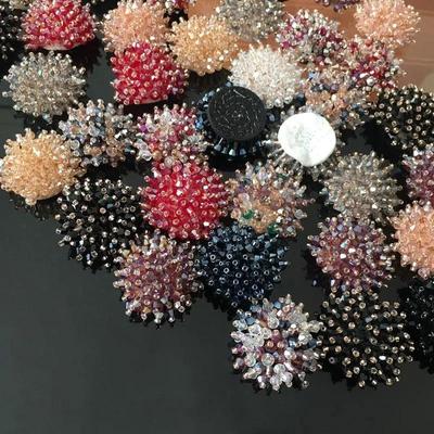 Broche de disco de cristal pregado à mão, remendo de núcleo de flor, clipe de cabelo decorativo, aplique, material decorativo, remendo de diamante