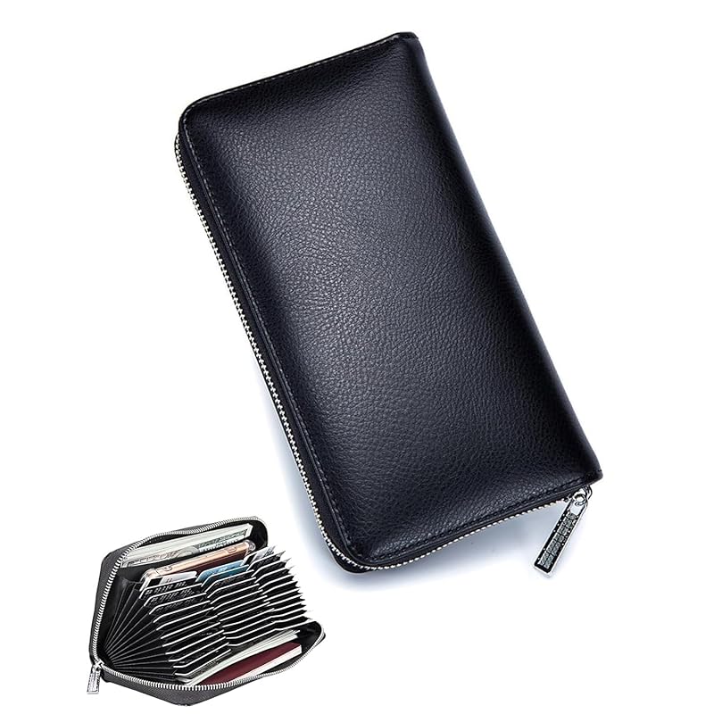 

[ECNIONEJP] wallet men s large capacity long wallet long wallet men waterproof Made by top wallet craftsmen stylish black compact simple Plain color