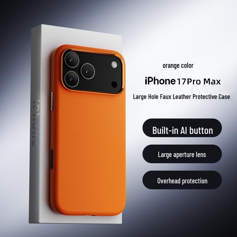 Elektrogeplateerde Echt Lederen Frosted Magnetische Hoes voor iPhone 17 Pro Max