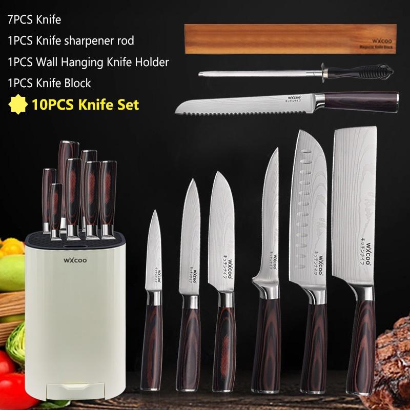 WXCOO Professional Knives Damascus Laser Chef's Knife for Cutting Bone Bread Fruit Melon Stainless Steel Cooking Tools