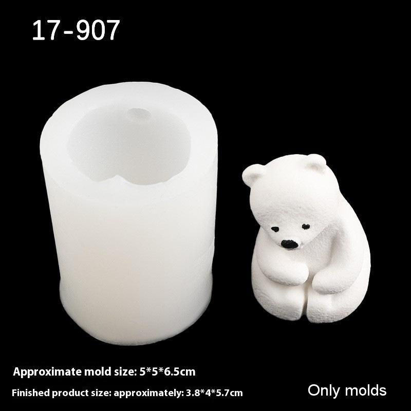 1 Piece Bear Silicone Candle Molds Mini 3D Polar Bear Candle Mold Cake Decoration DIY Handmade Fondant Clay Chocolate Mold