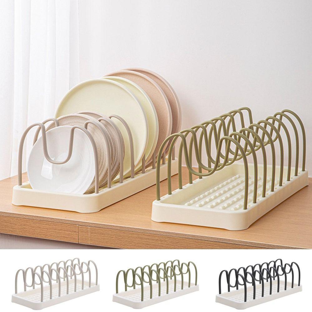 

Plastic Groove Pot Lid Drain Holder U-shaped Dish Rack Organizer Household Bowl Rack for Kitchen темно-синий
