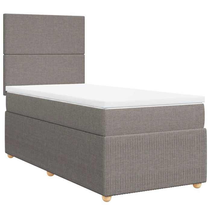 Maison Exclusive - Bed Slat Base with Taupe Mattress 100x200 Cm Fabric
