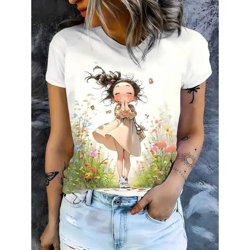 Summer Flower Floral 3D Print Women's T-Shirts Casual O-Neck T Shirt Y2k Harajuku Tops Short Sleeve Street Tees Female Clothing