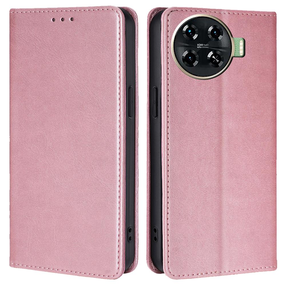 For TECNO Spark 20 Pro+ Case Calf Texture Leather Wallet Cover Magnetic Closing