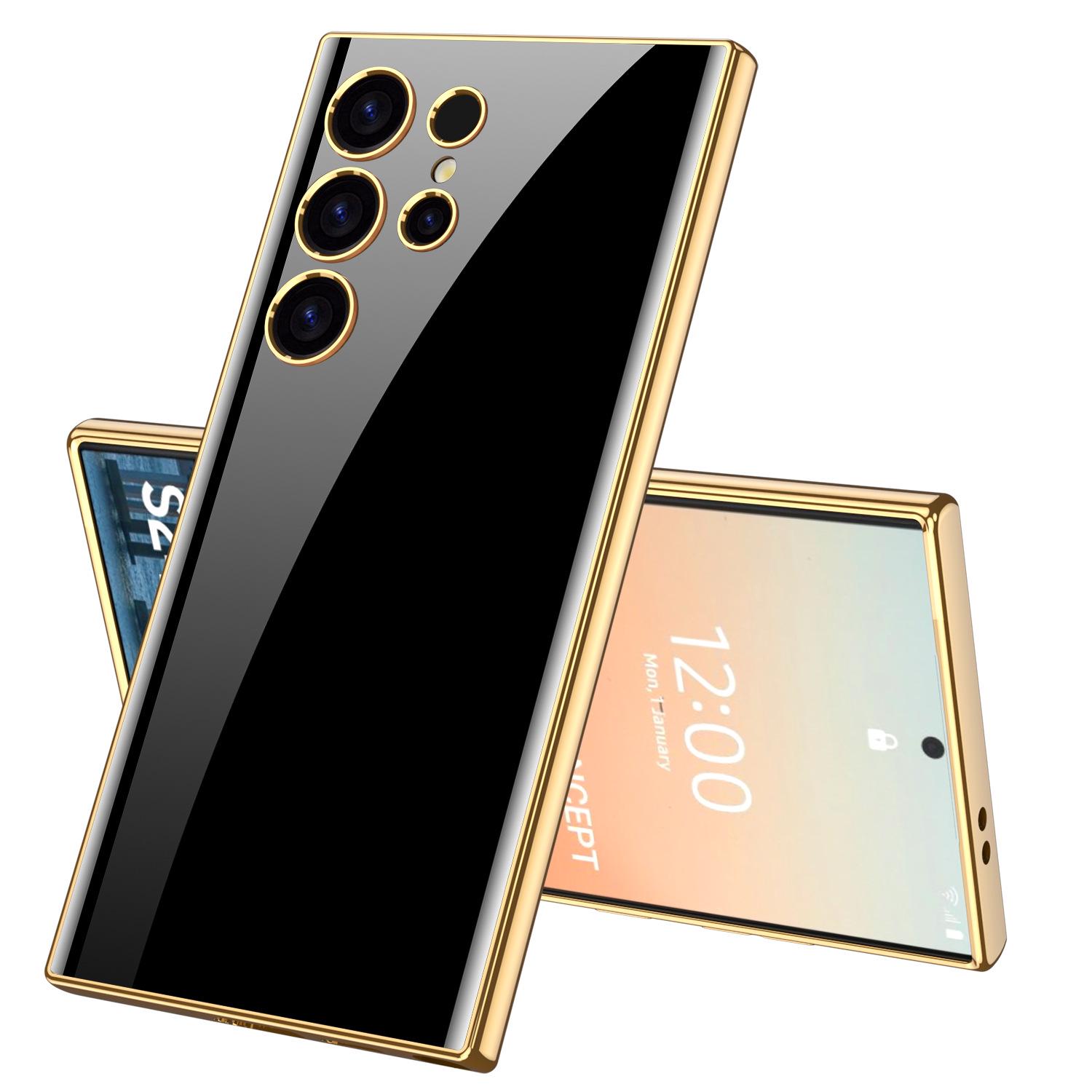 Compatible Samsung S24 Ultra Cross-border Phone Case with Fashion Electroplated Frame and Tempered Glass S24 Plus Cover S24